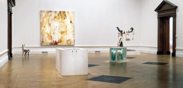 Works by Sarah Lucas, Jen­ny Sav­ille, Rachel Whiteread, Damien Hirst, Jake and Dinos Chap­man, The Saatchi Gallery